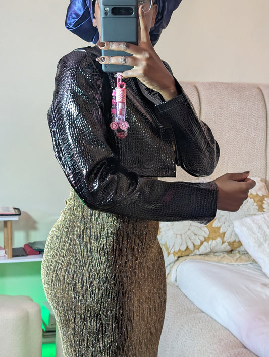 Pure black leather jacket