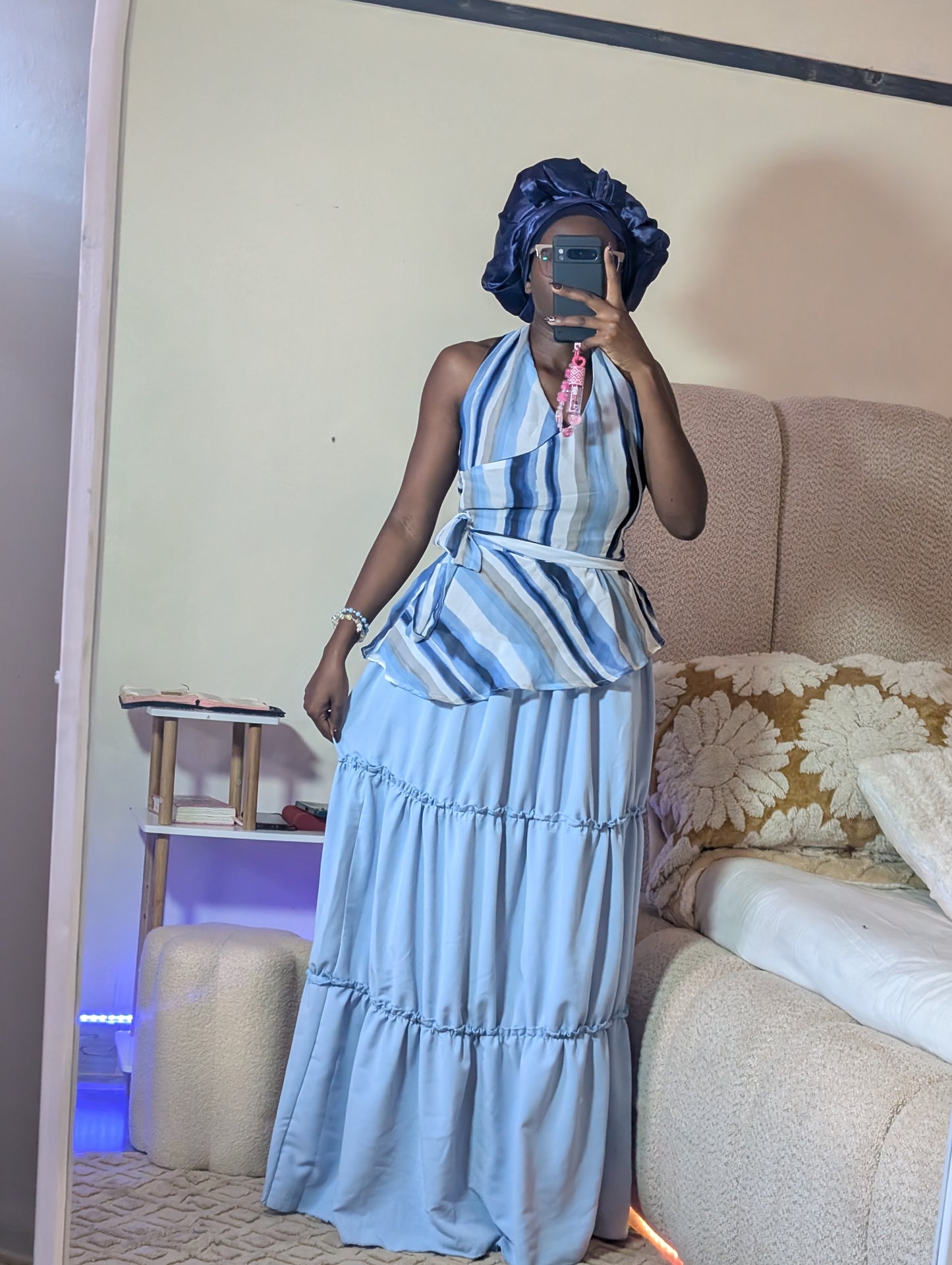 Fashion maxi free size maxi skirt and matching top