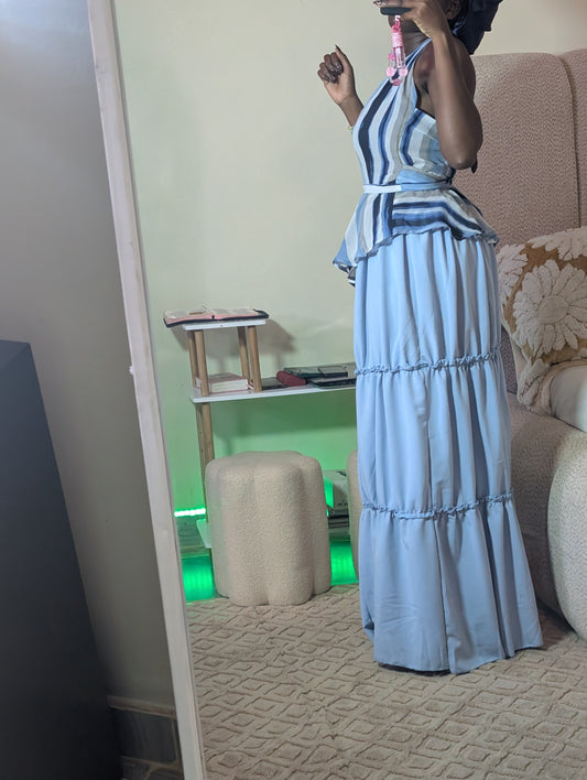 Fashion maxi free size maxi skirt and matching top